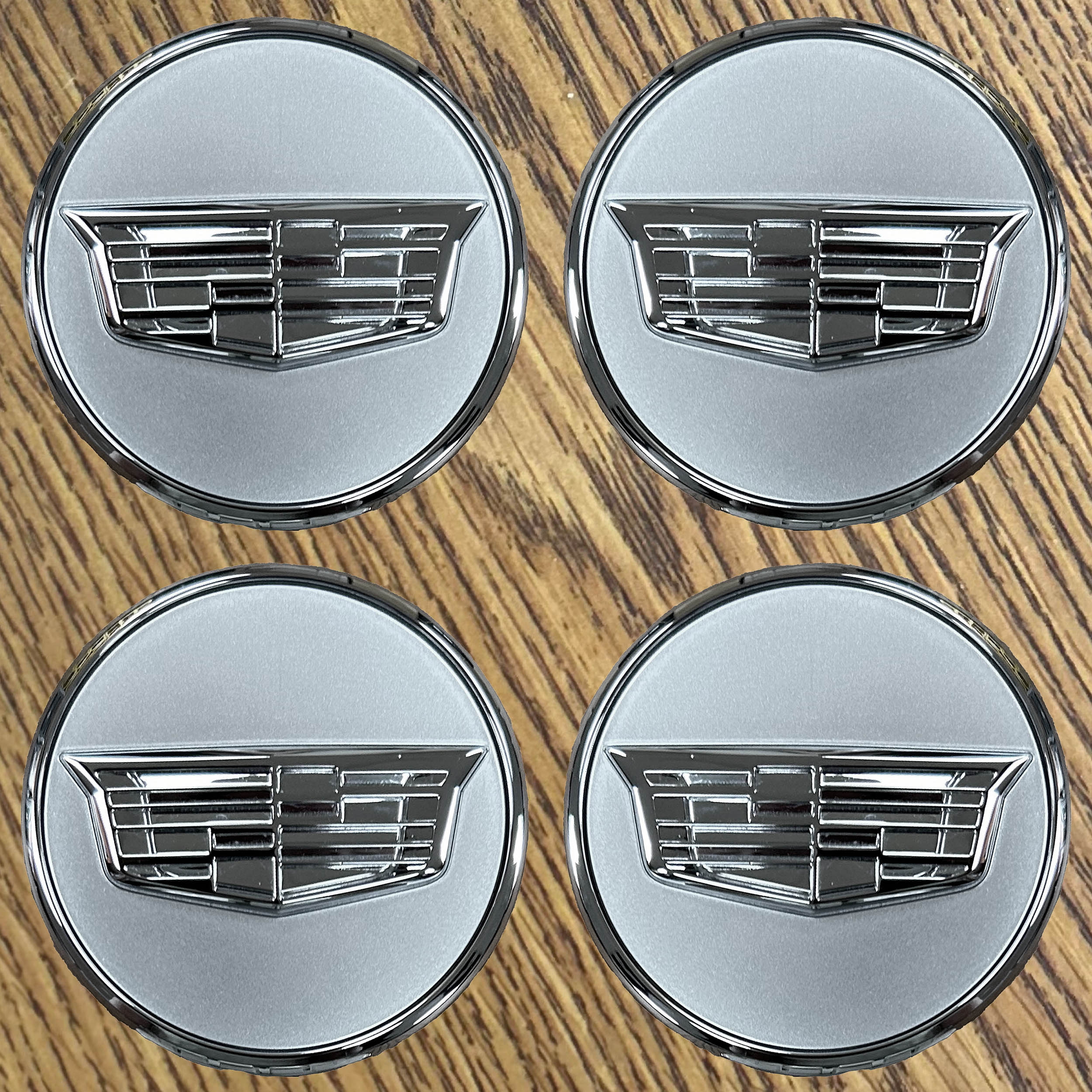 2 5/8" Cadillac Lyriq, XT4 OEM Silver Center Cap #84638166 set